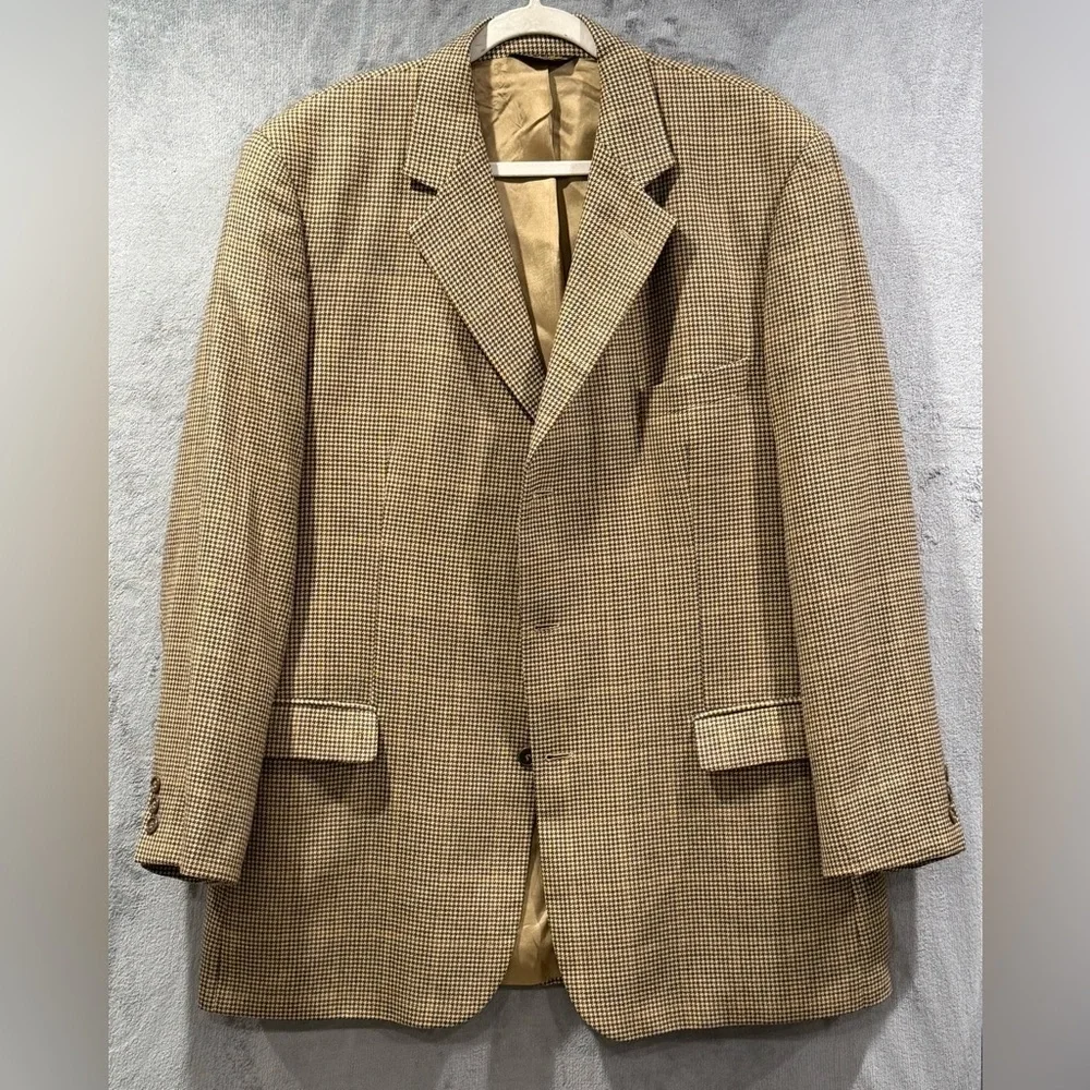 Brooks Brothers 46L‎ Houndstooth Blazer Sport Coat 3 Button 100% Wool